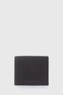 Portfele - Emporio Armani portfel skórzany męski kolor szary - grafika 1