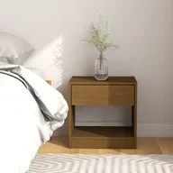 Szafki nocne - shumee shumee Szafka nocna miodowy brąz 40x31x40 cm lite drewno sosnowe - miniaturka - grafika 1