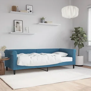 vidaXL Sofa z materacem do spania, niebieska, 80x200 cm, aksamit - Sofy i kanapy - miniaturka - grafika 1