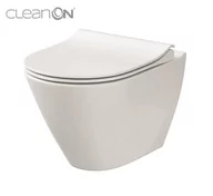 Miski WC - Cersanit City Oval CleanOn miska wisząca WC bez rantu z deską wolnoopadającą Slim K701-104 CE.KRCIT.MW-CITY-OVAL-SLIM/SET - miniaturka - grafika 1