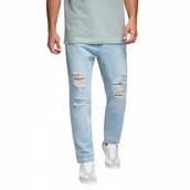 Spodnie męskie - Spodnie jeansowe męskie CARROT FIT - jasnoniebieskie V1 OM-PADP-0250 r. XL - miniaturka - grafika 1