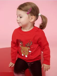 Swetry dla dziewczynek - Sinsay - Bluza świąteczna - czerwony - grafika 1