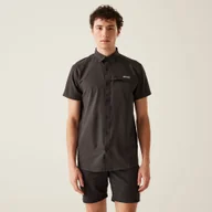 Koszule męskie - Regatta Męska Koszula z Krótkim Rękawem Travel Packaway Szary, Rozmiar: Xxl - miniaturka - grafika 1