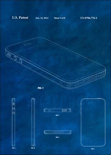 Patent, Iphone 2014 Niebieski - plakat Wymiar do wyboru: 30x40 cm - Plakaty - miniaturka - grafika 1
