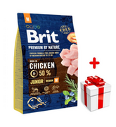 Sucha karma dla psów - BRIT Premium By Nature Junior M 3kg + niespodzianka dla psa GRATIS! - miniaturka - grafika 1