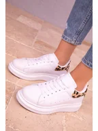 Trampki damskie - trendyol Sneakersy w kolorze biało-beżowo-brązowym - miniaturka - grafika 1