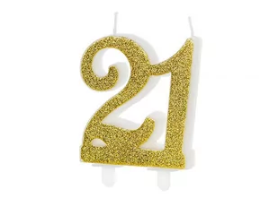 PartyDeco "Świeczka urodzinowa liczba 21, złoty, 7.5cm" SCU5-21-019 [15348224] - Urodziny dla dorosłych - miniaturka - grafika 1