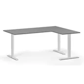Stoły i stoliki do biura - Stół z regulacją wysokości, 3 silniki, 745 - 1215 mm, narożnik L/P, blat 1800 x 1400 mm, podstawa biała, grafitowy - miniaturka - grafika 1