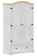 Szafy - Sosnowa szafa z drążkiem i szufladą biały + miodowy brąz - Emaro 4X - miniaturka - grafika 1