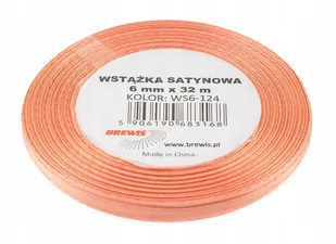 BREWIS Wstążka dekoracyjna satynowa 6mm/32m łososiowa Brewis 124 - Pasmanteria - miniaturka - grafika 1