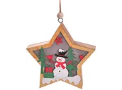Oświetlenie świąteczne - Lampka świąteczna BELINE drewniana bałwanek gwiazda - miniaturka - grafika 1