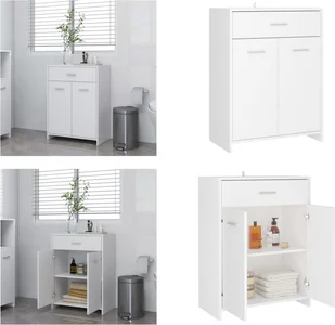 vidaXL Szafka łazienkowa biała 60x33x80 cm materiał drewnopochodny - Szafka łazienkowa - Szafki łazienkowe - Szafka - Szafki - Szafki łazienkowe - miniaturka - grafika 1