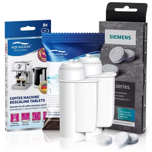Zestaw Siemens, Filtr Aqualogis AL-Inte 2szt, Siemens Tabletki TZ80001, Decalc 6szt - Akcesoria i części do ekspresów do kawy - miniaturka - grafika 1