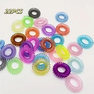 Ozdoby do włosów - TEMU 22 szt. Zestaw Pastelowych i Neonowych Gumek do Włosów z Przezroczystą Pętelką - (Różowy, Niebieski, Zielony, Pomarańczowy, Fioletowy, Żółty, - miniaturka - grafika 1