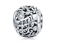 Charmsy - Pandora Valerio.pl Rodowany srebrny charms do miesiąc kwiecień month april cyrkonie srebro 925 CHARM217 CHARM217 - miniaturka - grafika 1