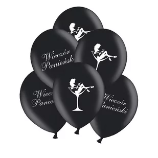 Balony wieczór panieński, 30cm, 6szt, czarne - Wieczór panieński i kawalerski - miniaturka - grafika 1