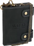 Portfele - Always Wild Atrakcyjny, skórzany portfel męski z mosiężnym łańcuchem Always Wild Nie dotyczy - miniaturka - grafika 1