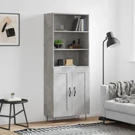 Szafki nocne - vidaXL Witrynka, szarość betonu 69,5x34x180 cm materiał drewnopochodny - miniaturka - grafika 1