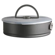 Formy do ciast - Tortownica 26 cm z plastikową pokrywą i uchwytem czarno-szara - miniaturka - grafika 1