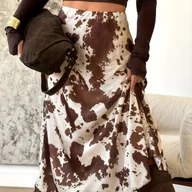 Spódnice - TEMU Stylowa i elegancka spódnica w europejskim i amerykańskim stylu z zwierzęcym nadrukiem, idealna na co dzień, nie zawiera paska. - miniaturka - grafika 1