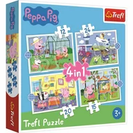 Puzzle - Trefl Puzzle 4w1 Świnka Peppa Wspomnienia z wakacji 34316 - miniaturka - grafika 1