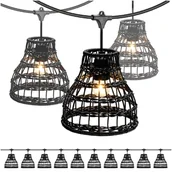 Lampy ogrodowe - ZESTAW CRETE 2x Girlanda ogrodowa 5m + kabel 10m + 10x klosz czarny R2 - miniaturka - grafika 1