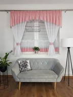 Firany - FIRANKA DO KUCHNI Z CYRKONIAMI ZAZDROSTKI RÓŻOWA FIRANY DO KUCHNI KOMPLET - miniaturka - grafika 1