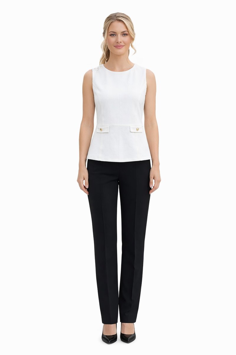 GUESS BIAŁA BLUZKA Z BASKINKĄ I ZŁOTYMI GUZIKAMI XL I4A