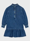 Sukienki i spódniczki dla dziewczynek - Tommy Hilfiger Sukienka jeansowa Denim Frill Collar KG0KG07026 D Niebieski Regular Fit - miniaturka - grafika 1