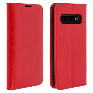 Etui Folio Prawdziwa Skóra Samsung Galaxy S10 Plus z miejscem na kartę Podstawka wideo Czerwone - Etui i futerały do telefonów - miniaturka - grafika 1