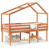 Łóżka dla dzieci i młodzieży - Wysokie łóżko z dachem, woskowy brąz, 90x190 cm, drewno sosnowe Lumarko! - miniaturka - grafika 1