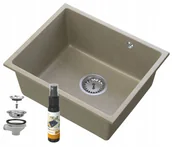 Zlewozmywaki - Granitan Manado Brązowy Podblatowy Zlew Chrom Podwieszany 50 - miniaturka - grafika 1