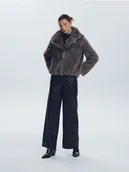 Kurtki damskie - Reserved - Sztuczne futerko z kołnierzem - ciemnoszary - miniaturka - grafika 1