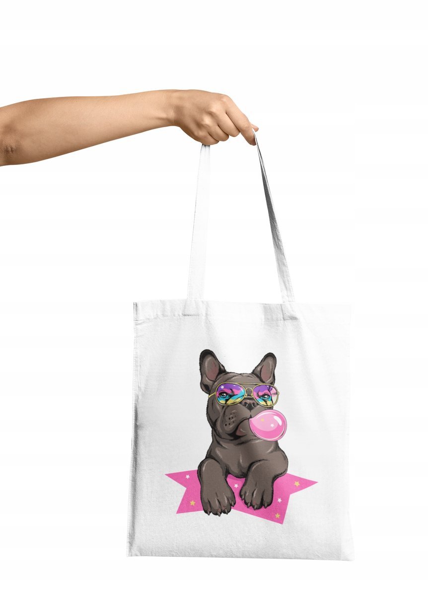 Torba Shopper Materiałowa Na Ramię Prezent Buldog Pies Pupilek Love Dog