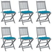 Fotele i krzesła ogrodowe - vidaXL Lumarko Składane krzesła ogrodowe, 6 szt., poduszki, drewno akacjowe 3065453 - miniaturka - grafika 1