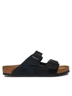 Klapki i japonki męskie - Birkenstock Klapki Arizona zamsz 1027152 Czarny - miniaturka - grafika 1