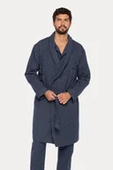 Szlafroki męskie - Męski flanelowy szlafrok JAVIER XXL Ciemnoniebieski - miniaturka - grafika 1