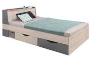 Łóżka - Łóżko młodzieżowe 120x200 Delta DL15 L/P - dąb / antracyt - miniaturka - grafika 1