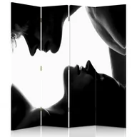 Parawany - Parawan dwustronny obrotowy FEEBY, Pocałunek czarno biały 145x170 - miniaturka - grafika 1