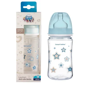 CANPOL BABIES BUTELKA SZEROKA 240ml EASY START +3m - Butelki dla niemowląt - miniaturka - grafika 1