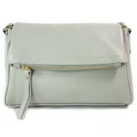 Torebki damskie - Duża listonoszka Vera Pelle ,złote okucia pojemna A5 Szara VP327G - miniaturka - grafika 1