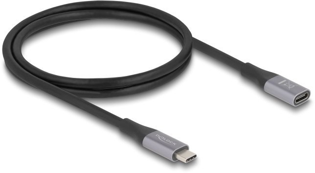 Kabel USB Delock USB 40 Gbps Przedłużacz USB Type-C™ Wtyczka do gniazda PD 3.1 240 W 1 m szary Metal