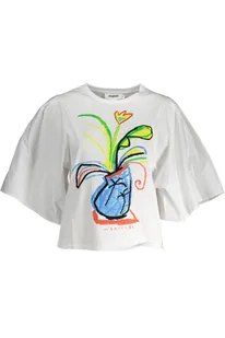 DESIGUAL DAMSKI T-SHIRT Z KRÓTKIM RĘKAWEM, BIAŁY - Portfele - miniaturka - grafika 1