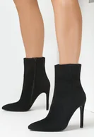 Botki damskie - Czarne Botki na Szpilce ze Szpiczastym Noskiem Oleina - miniaturka - grafika 1