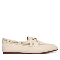 Półbuty damskie - Półbuty Tommy Hilfiger Th Sleek Leather Boat Shoe FW0FW09148 Écru - miniaturka - grafika 1