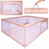 Łóżeczka i kojce - Duży Kojec Dziecięcy Łóżeczko Plac Zabaw Z Podłogą Suchy Basen 150X200 Różowy Sun Baby - miniaturka - grafika 1