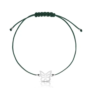 Bransoletka sznurkowa Motylek srebrny - Bransoletki - miniaturka - grafika 1