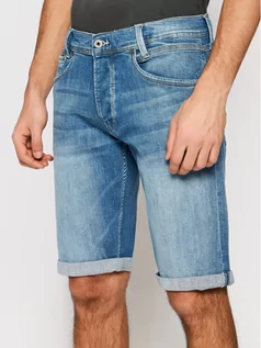 Spodenki męskie - Pepe Jeans Szorty jeansowe Spike PM800109 Niebieski Regular Fit - grafika 1