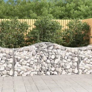 VIDAXL Kosze gabionowe, 6 szt, 200x50x80/100 cm, galwanizowane żelazo - Ogrodzenia - miniaturka - grafika 1