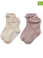 Skarpetki damskie - Wheat Wełniane skarpety (2 pary) w kolorze fioletowym i jasnoróżowym - miniaturka - grafika 1
